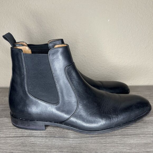 Hugo Boss Hubot Chelsea Black Leather Boots Men's Size 10 EUC - Picture 5 of 10